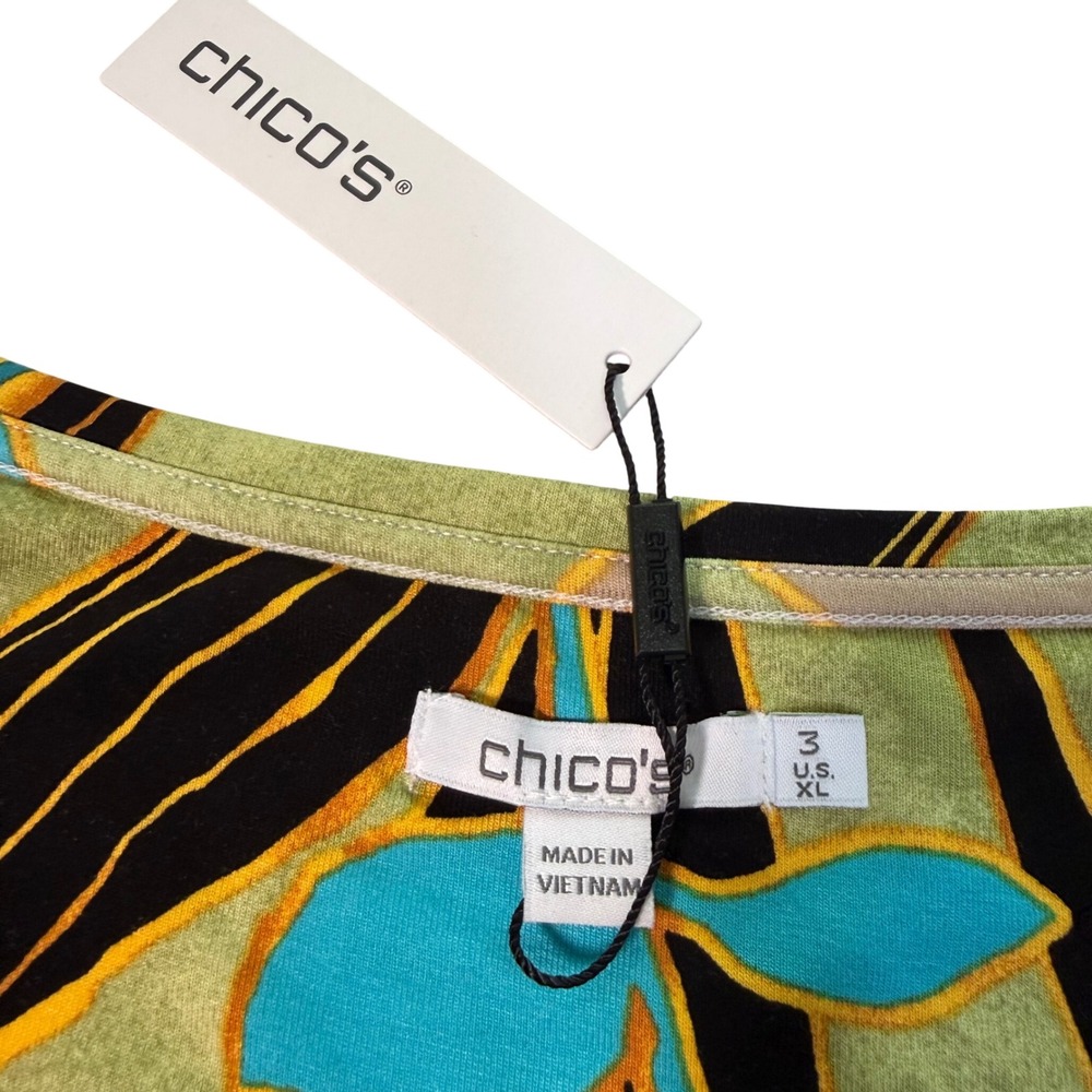 NWT Chico's Touch of Cool 3 XL Palms Polished Tank Top Oceano Tropical Comfort - Picture 3 of 9